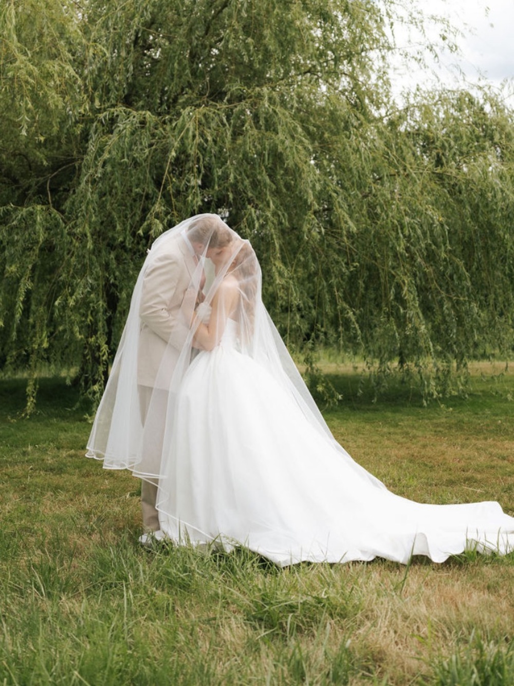 Cathedral length veil with blusher